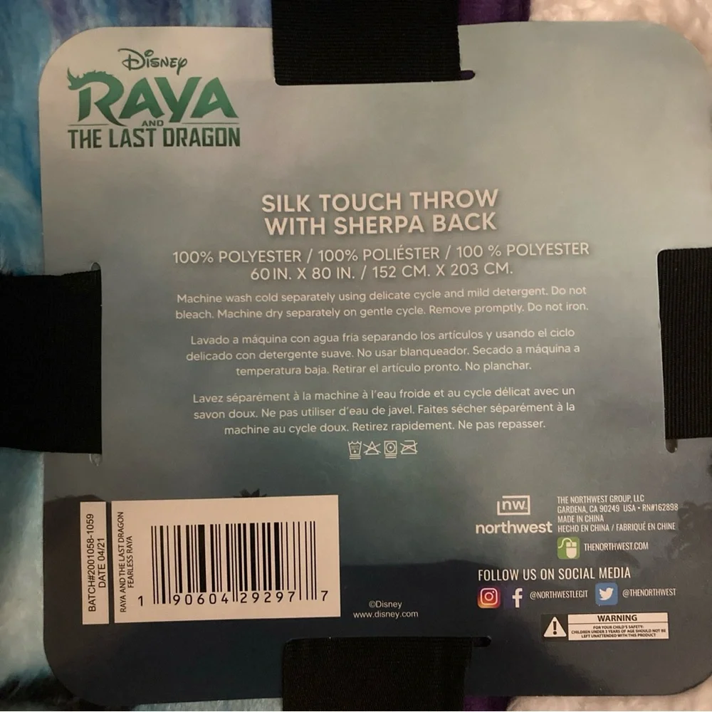 Disney Raya and the Last Dragon Silk Touch Sherpa Throw Blanket